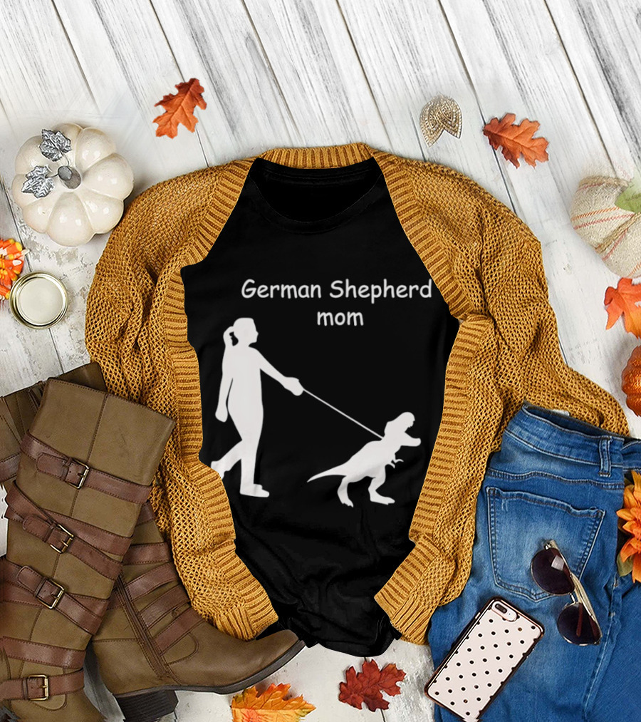 German Shepherd Mom Dinosaur Walking T-Shirt