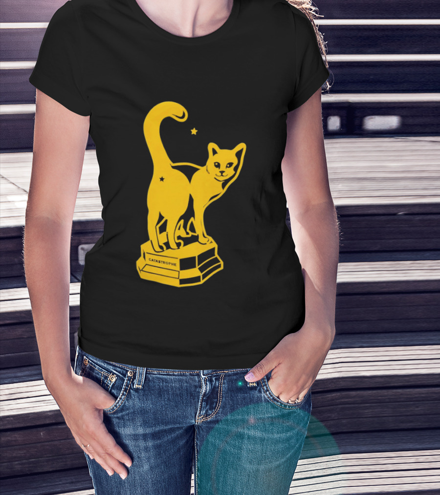 Catastrophe Cat Trophy Black Yellow Star Award T-Shirt