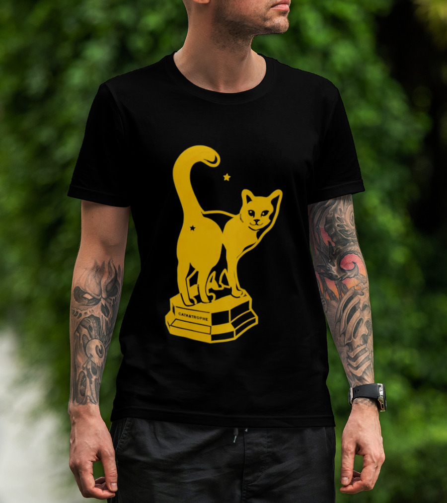 Catastrophe Cat Trophy Black Yellow Star Award T-Shirt