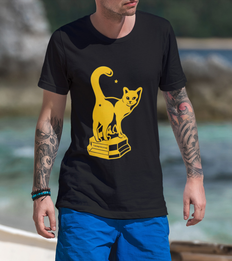 Catastrophe Cat Trophy Black Yellow Star Award T-Shirt