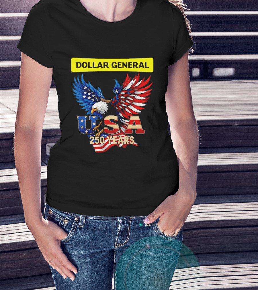 Dollar General Eagle USA 250 Years Of America Flag T-Shirt