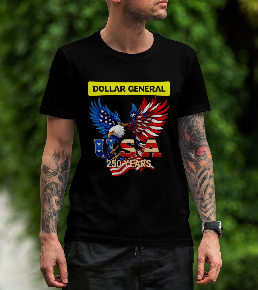 Dollar General Eagle USA 250 Years Of America Flag T-Shirt