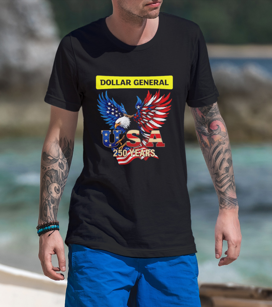 Dollar General Eagle USA 250 Years Of America Flag T-Shirt