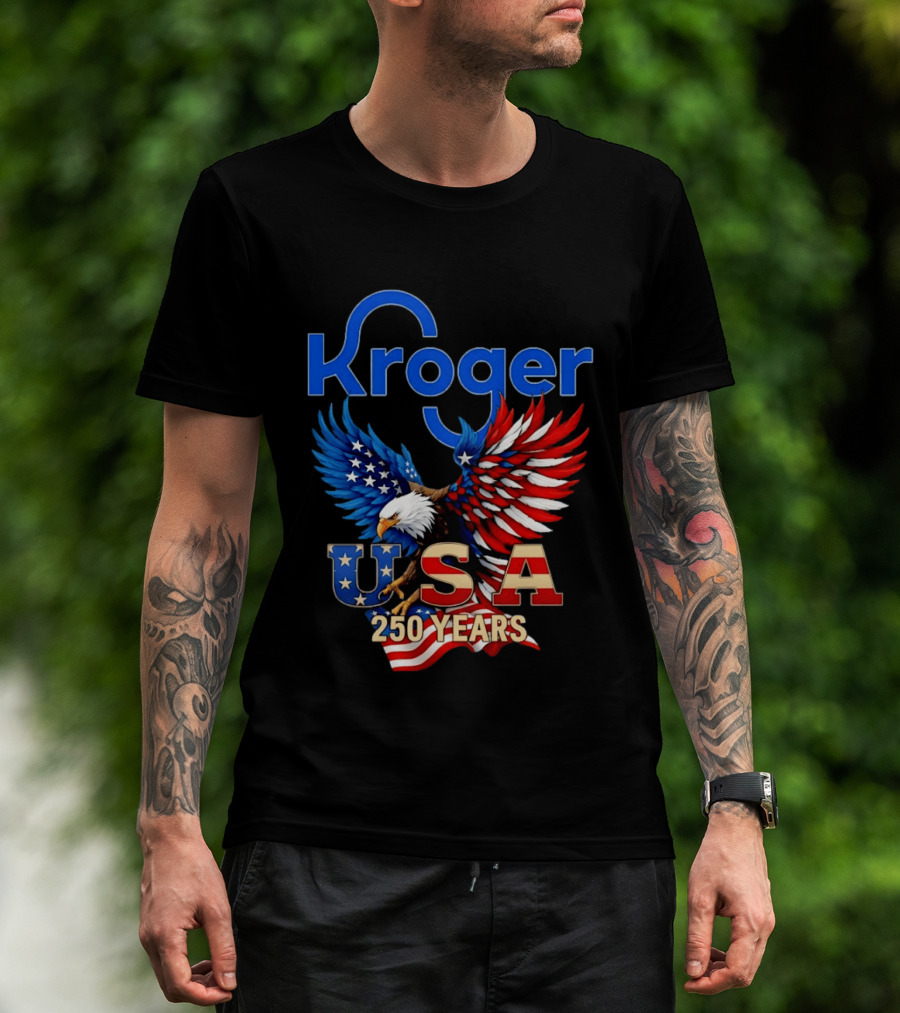 Kroger Eagle USA 250 Years American Flag T-Shirt