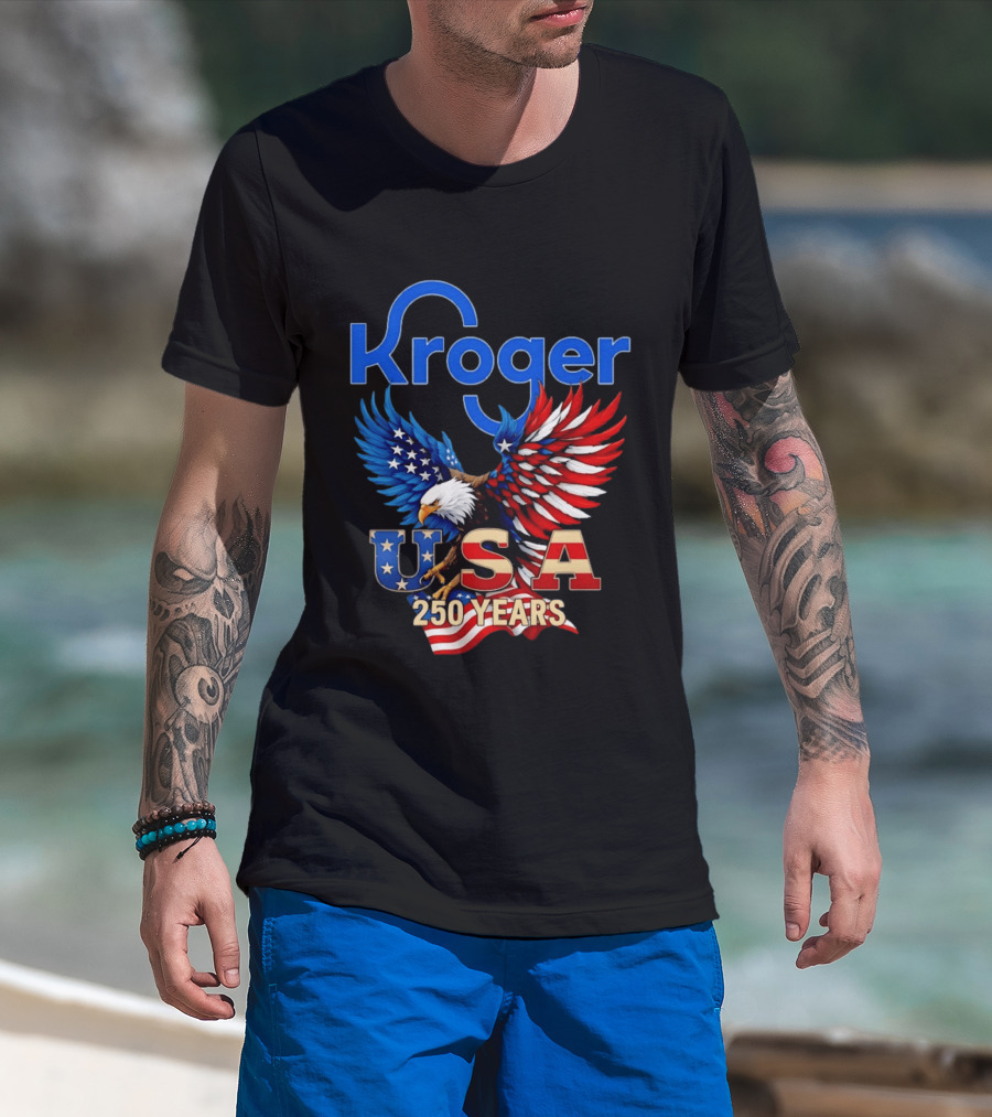 Kroger Eagle USA 250 Years American Flag T-Shirt