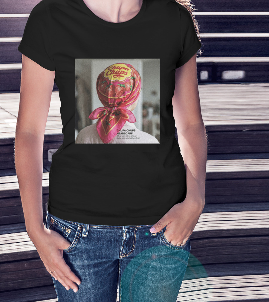 Chupa Chups Headscarf Strawberries Silk Satin Digital Print T-Shirt