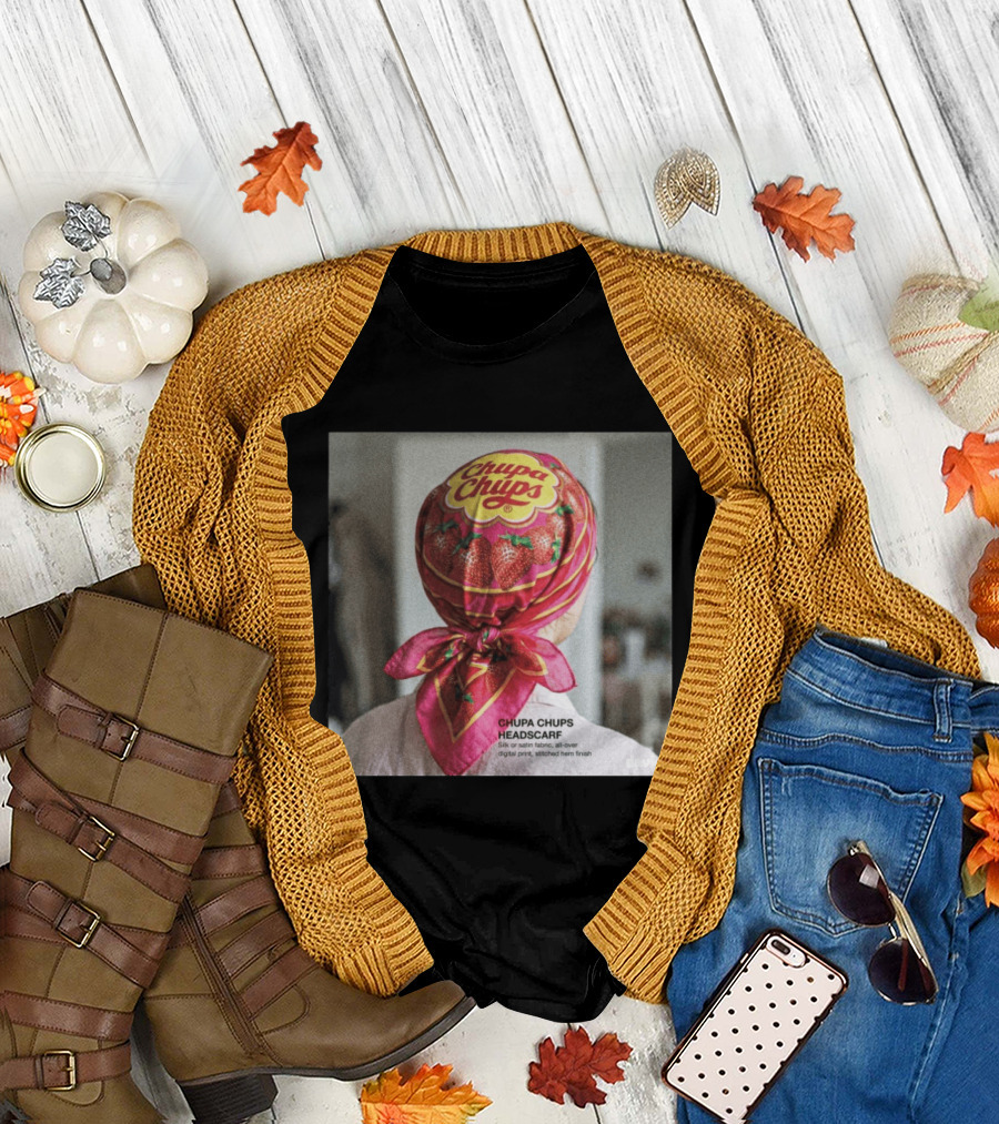 Chupa Chups Headscarf Strawberries Silk Satin Digital Print T-Shirt
