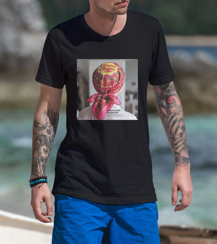 Chupa Chups Headscarf Strawberries Silk Satin Digital Print T-Shirt