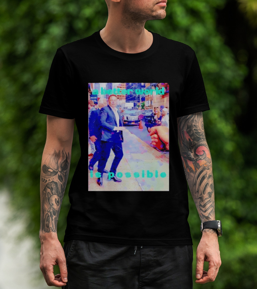 Elon Musk A Better World Is Possible Urban Street Scene T-Shirt