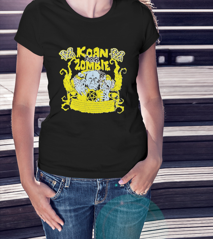 Korn Rob Zombie Tour 1999 Skull And Star Pentagram T-Shirt