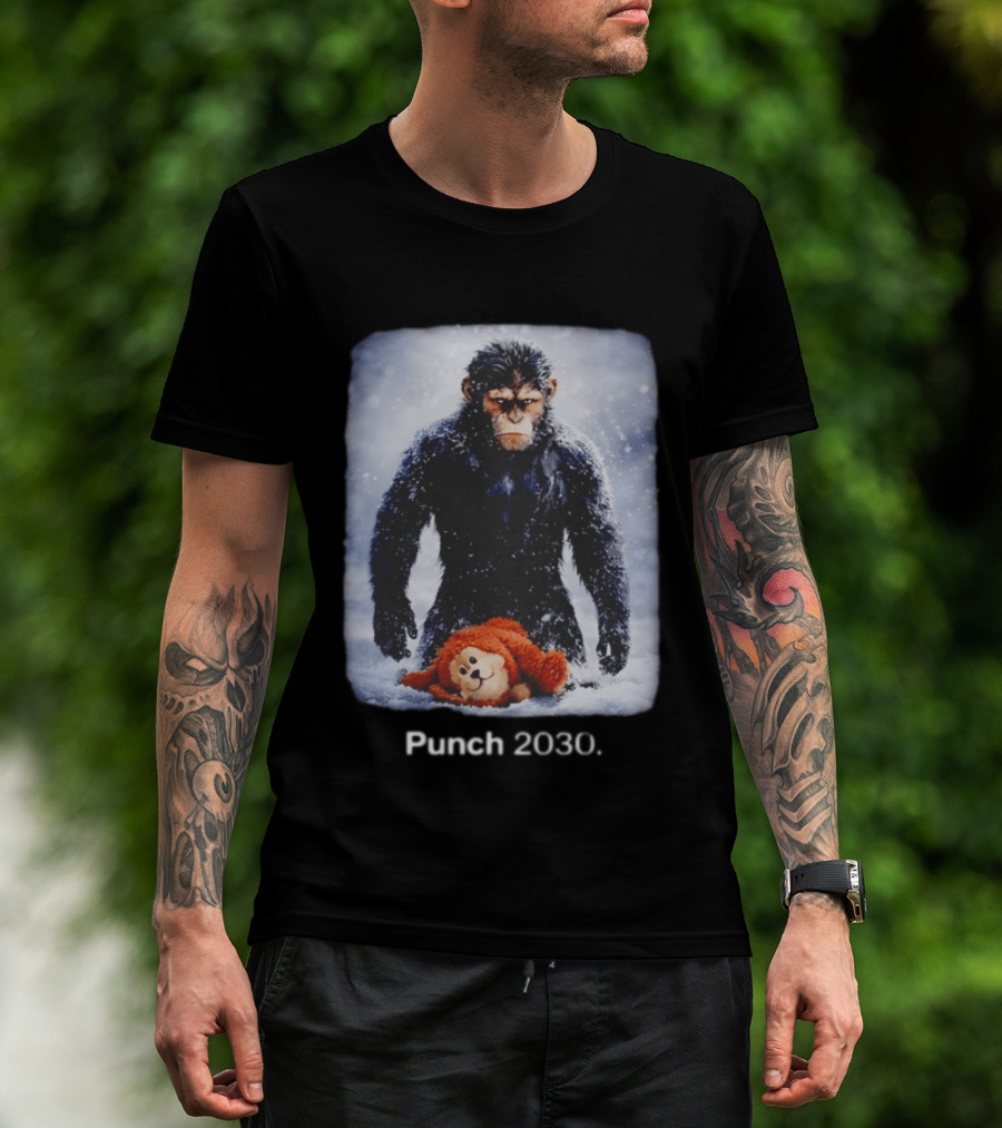 Punch 2030 Ape With Toy Snow Scene T-Shirt