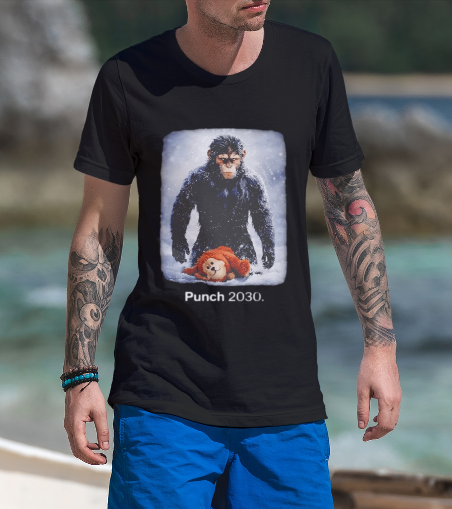 Punch 2030 Ape With Toy Snow Scene T-Shirt