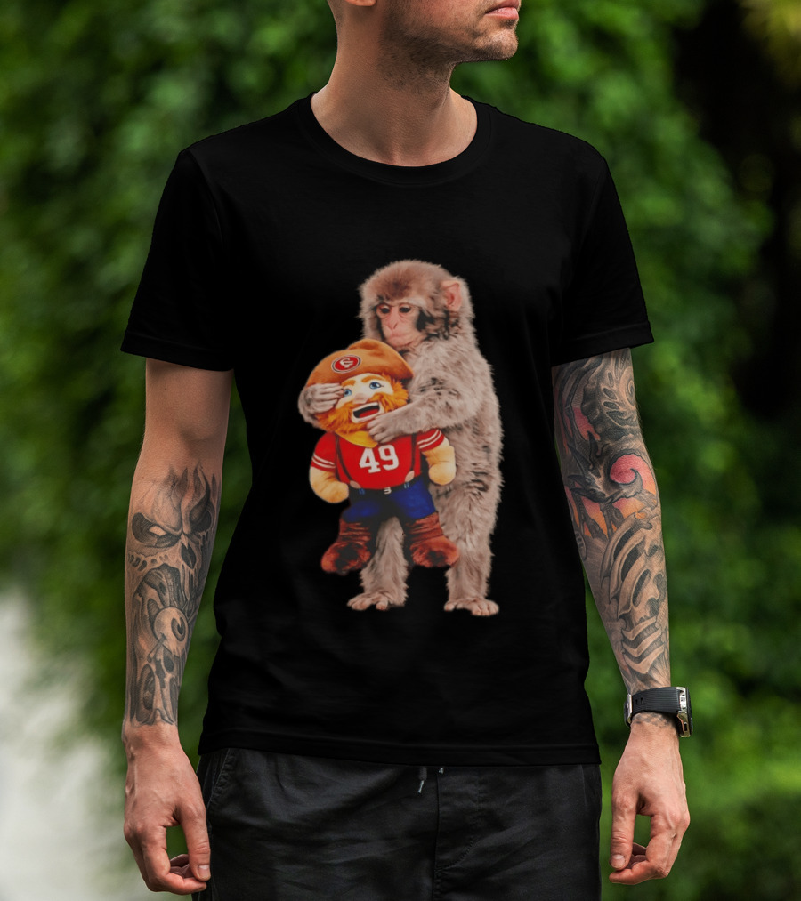 Punch Monkey Cuddling San Francisco 49ers Mascot Plush T-Shirt