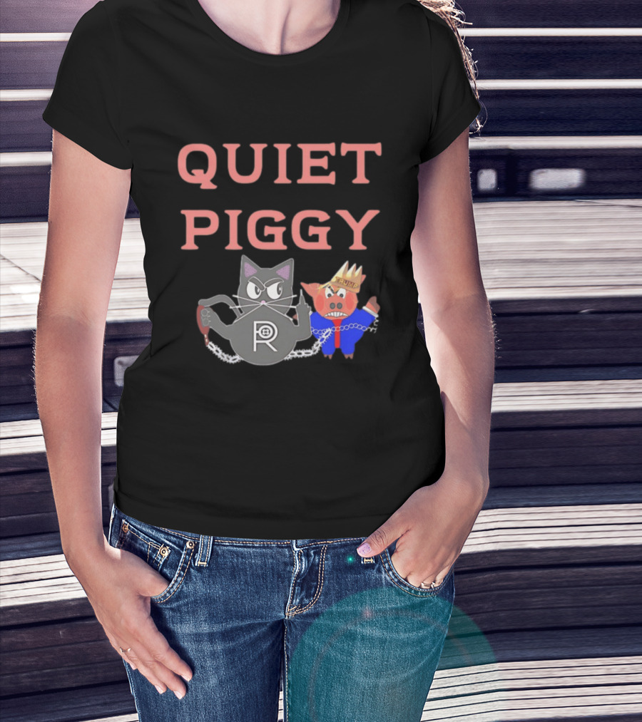 Quiet Piggy Cat Icon With Crowned Pig T-Shirt