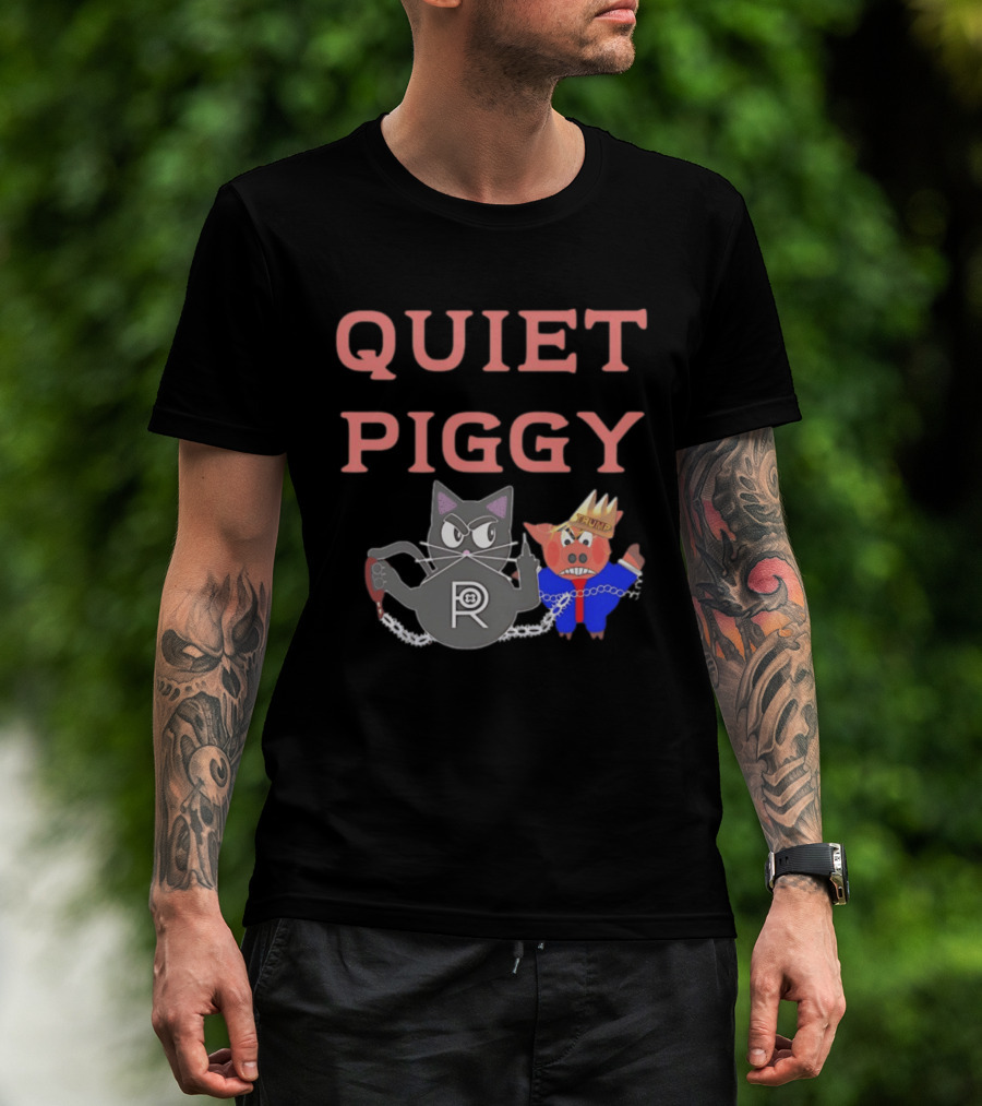 Quiet Piggy Cat Icon With Crowned Pig T-Shirt