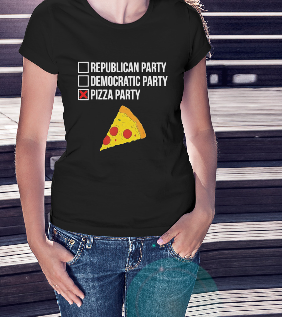 Republican Party Democratic Party Pizza Party Funny Pizza Slice Voter Humor T-Shirt