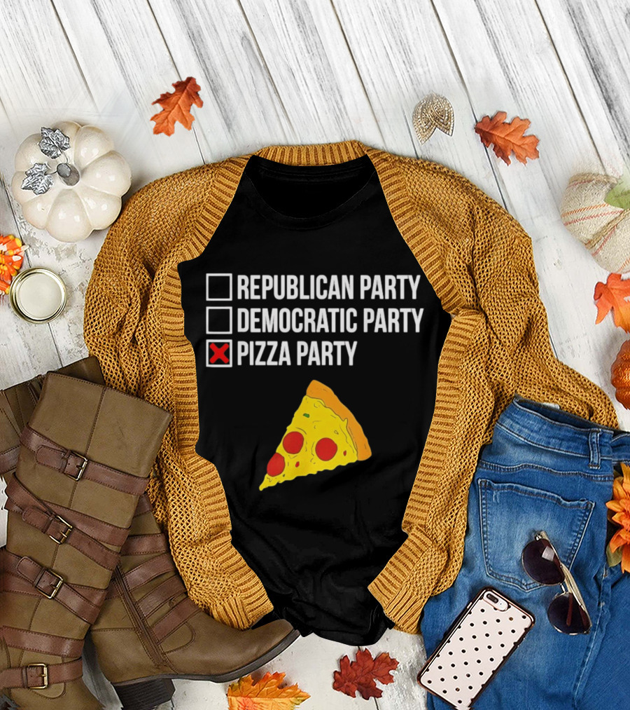 Republican Party Democratic Party Pizza Party Funny Pizza Slice Voter Humor T-Shirt