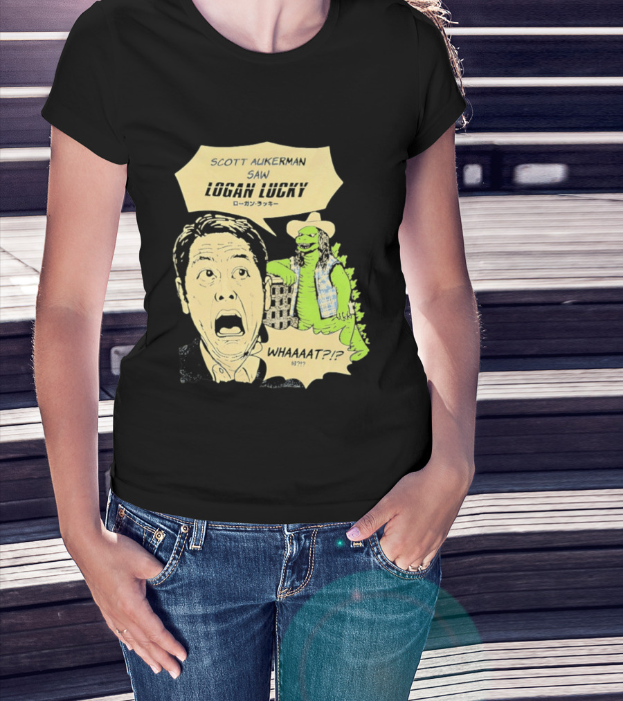 Scott Aukerman Saw Logan Lucky Japanese Text Surprised Face Monster WHAAAT?!? T-Shirt