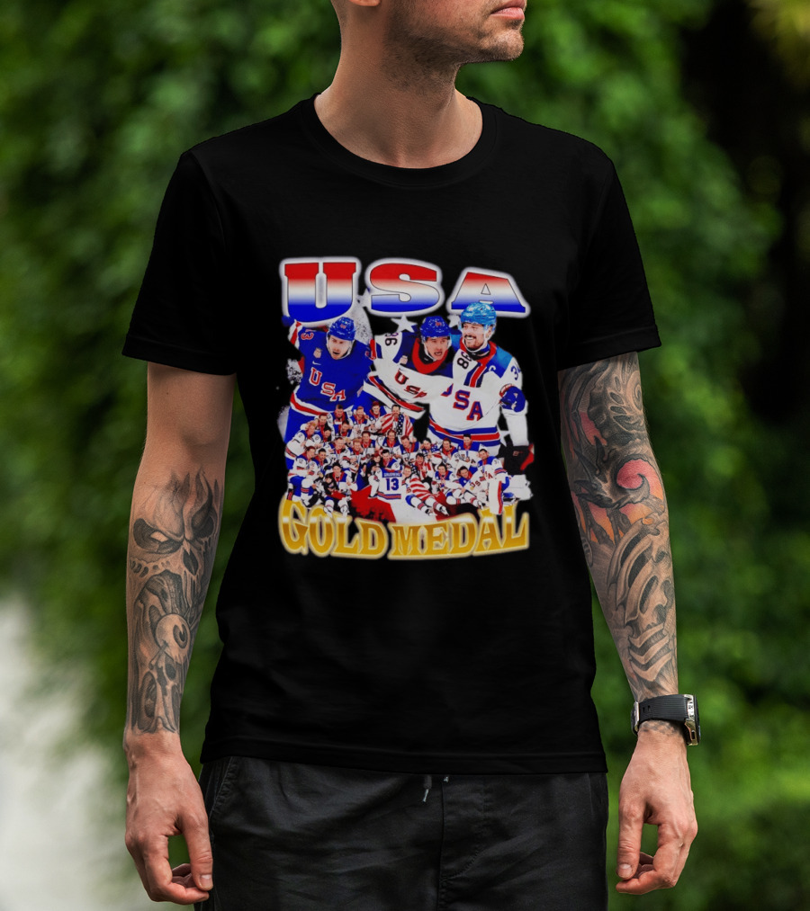 USA Gold Medal Team Vintage Bootleg Throwback T-Shirt