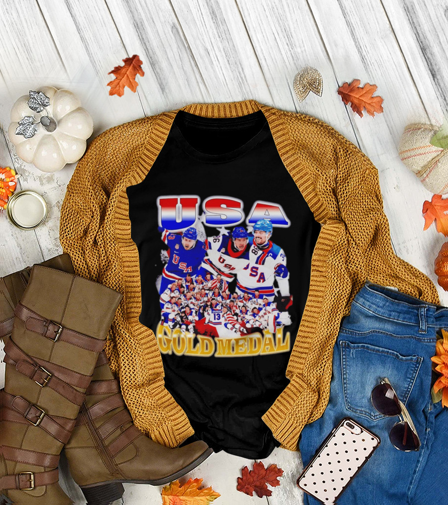USA Gold Medal Team Vintage Bootleg Throwback T-Shirt