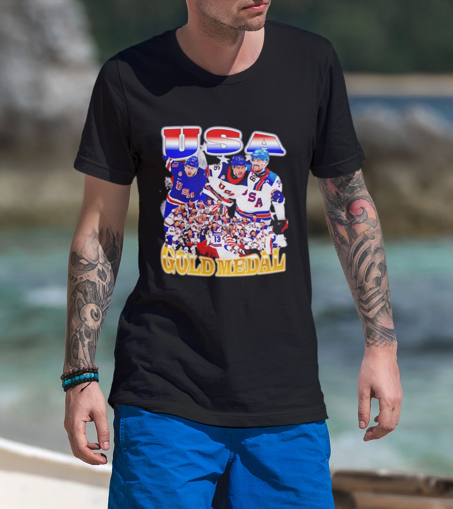 USA Gold Medal Team Vintage Bootleg Throwback T-Shirt