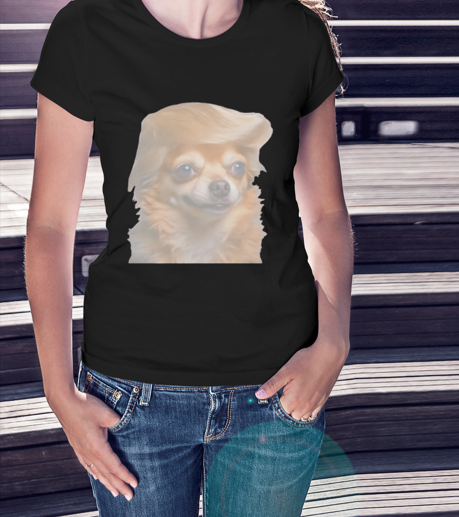 Trump Dog Meme Chihuahua With Hair Wig T-Shirt