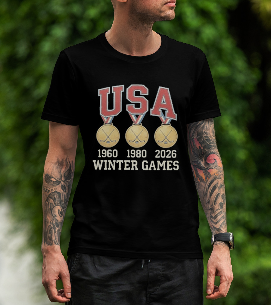 USA Hockey Winter Games Gold Medals 1960 1980 2026 T-Shirt