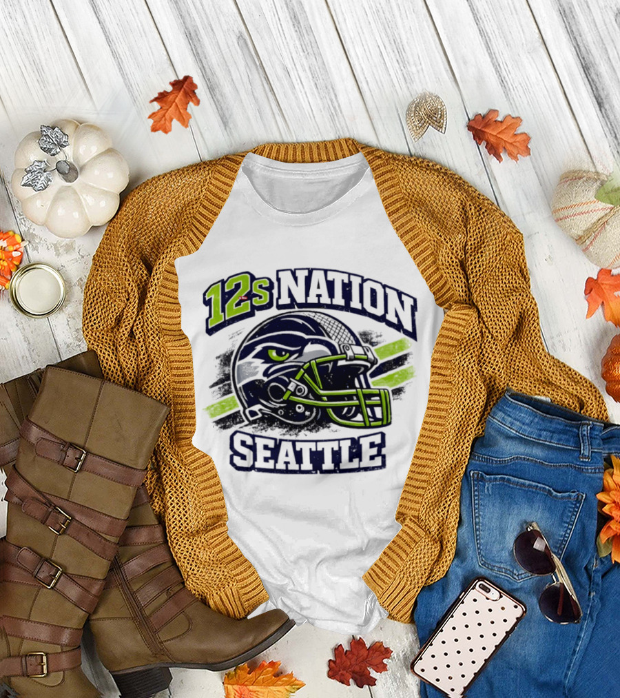 12s Nation Seattle Football Helmet Seahawks T-Shirt