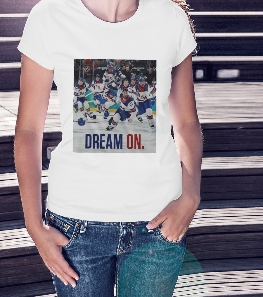 Milano Cortina 2026 Olympics USA Men's Ice Hockey Dream On T-Shirt