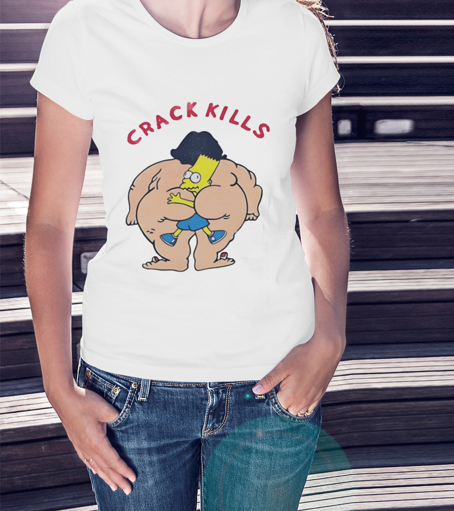 Crack Kills Bart Parody Cartoon Humor T-Shirt
