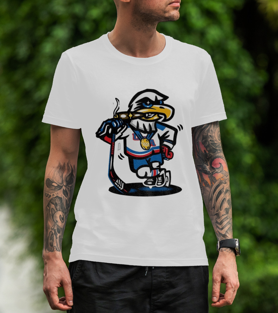 Eagle Die Cut USA Olympic Gold Medal Hockey 2026 Icon Sports T-Shirt