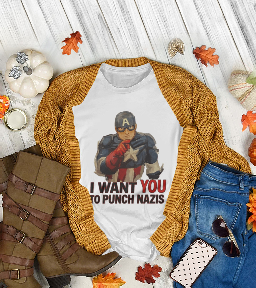 I Want You To Punch Nazis Captain America T-Shirt