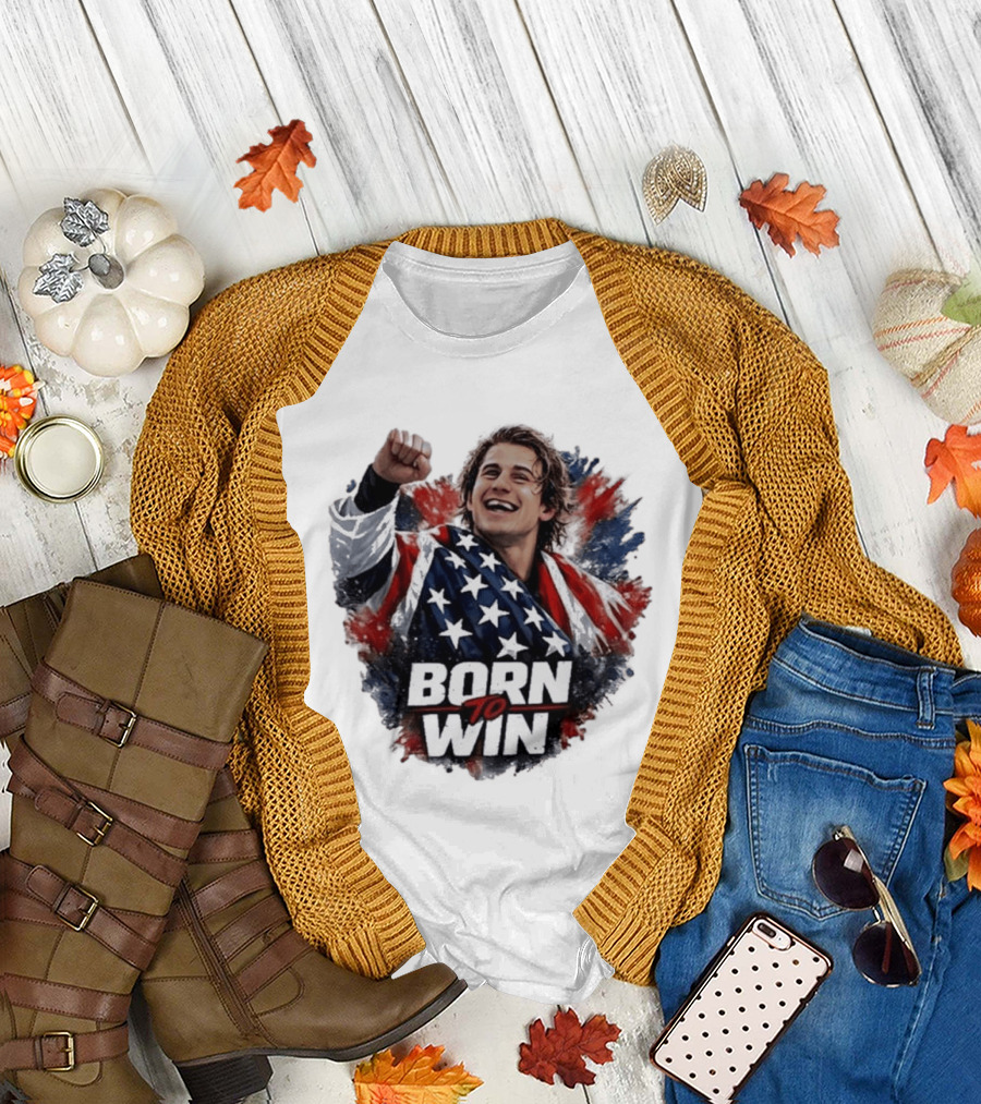 Born to Win Jack Hughes Team USA Hockey Victory T-Shirt