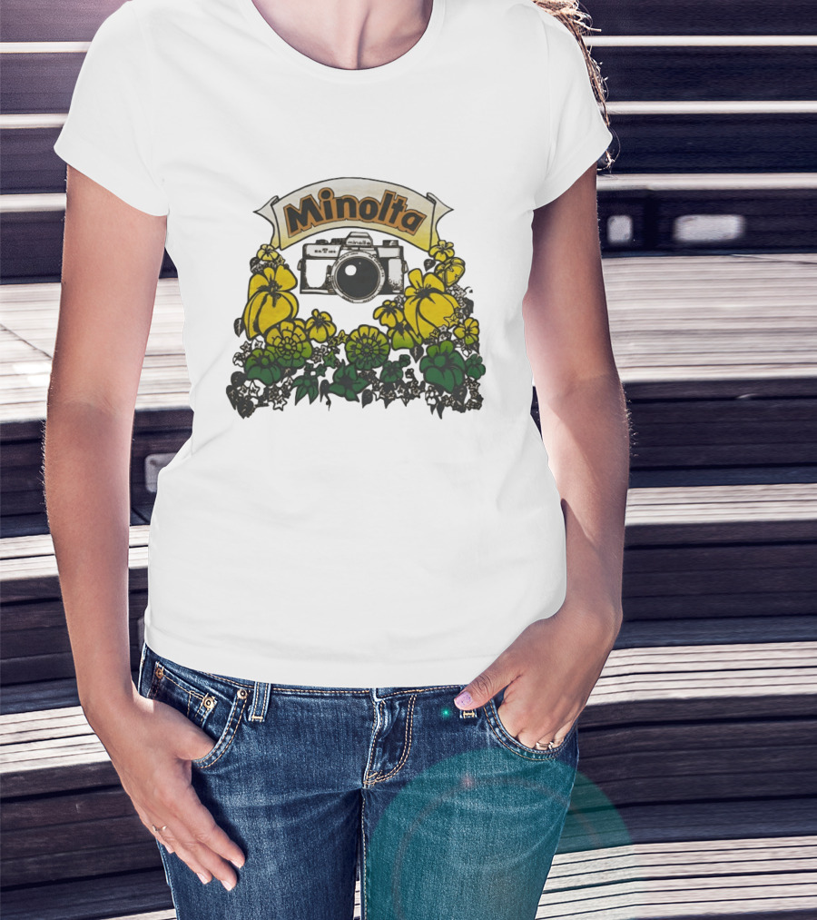 Minolta SRT 70s Vintage Floral Camera Promo T-Shirt