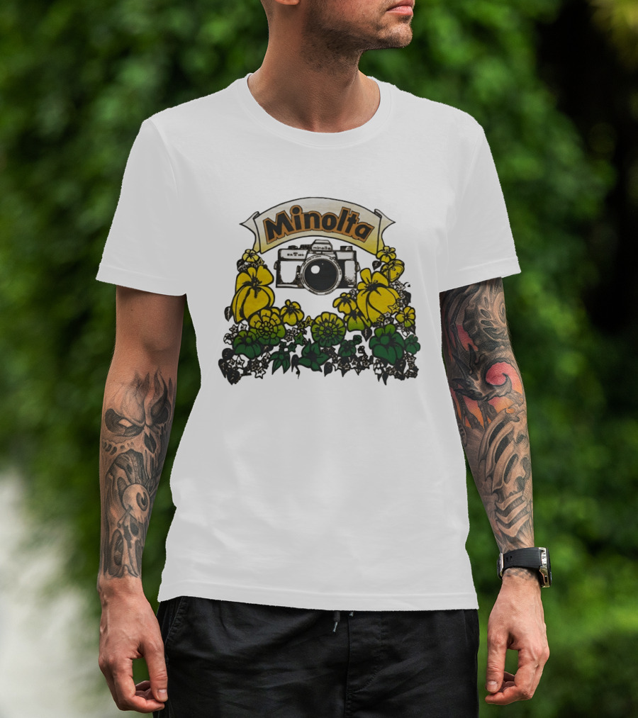 Minolta SRT 70s Vintage Floral Camera Promo T-Shirt