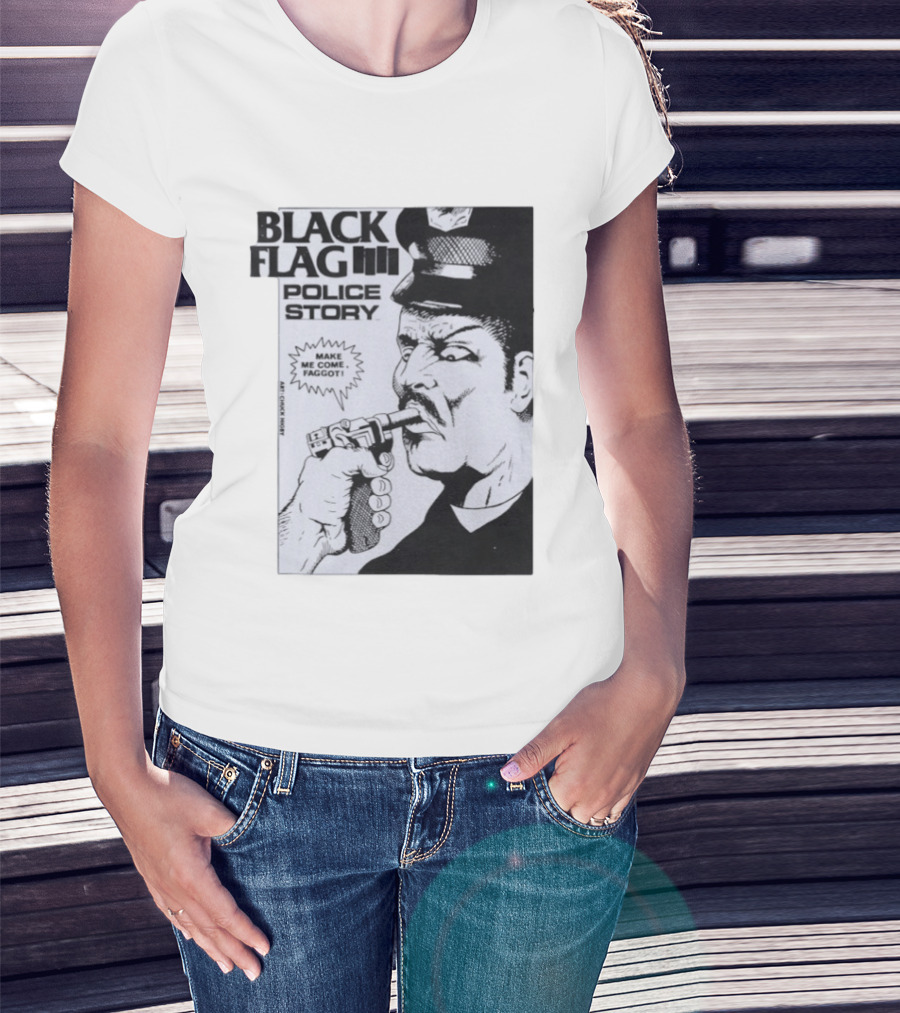 Black Flag Police Story Make Me Come OKC's Finest Raymond Pettibon Two Eagles Keepsake T-Shirt