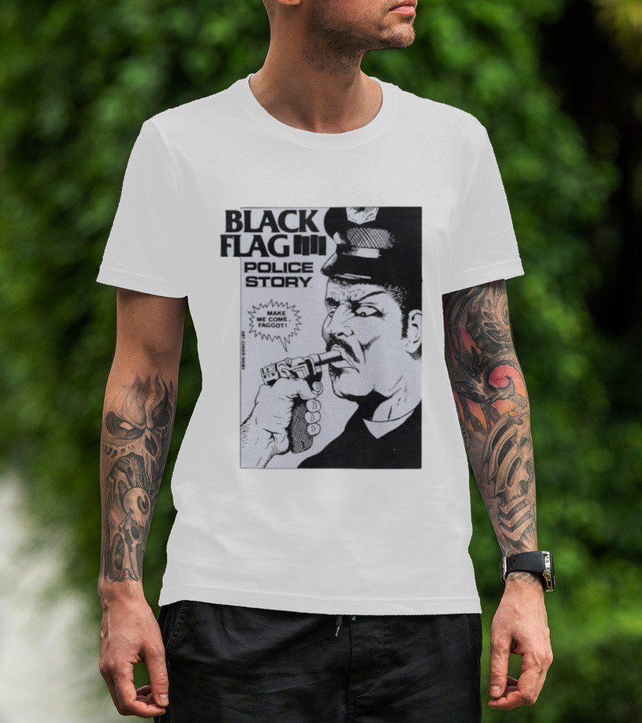 Black Flag Police Story Make Me Come OKC's Finest Raymond Pettibon Two Eagles Keepsake T-Shirt