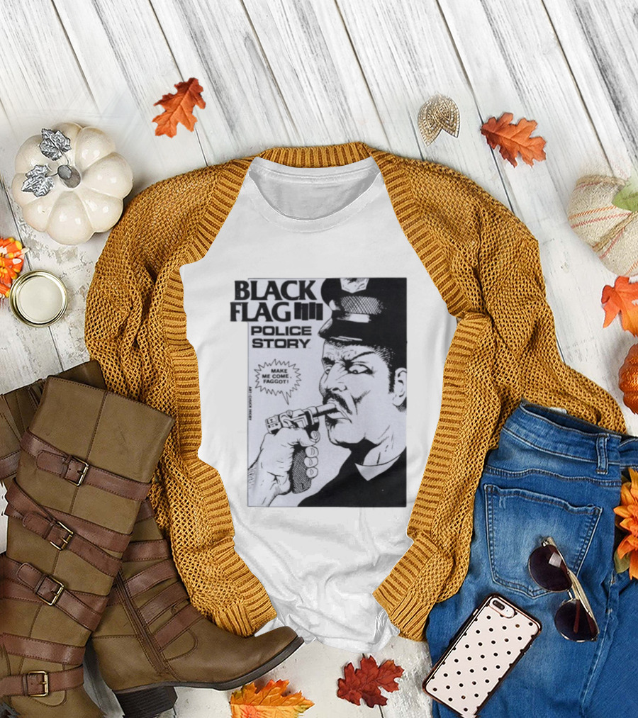 Black Flag Police Story Make Me Come OKC's Finest Raymond Pettibon Two Eagles Keepsake T-Shirt