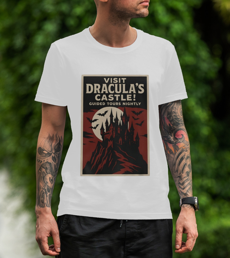 Visit Dracula's Castle Guided Tours Nightly Bats Moon Gothic Twilight T-Shirt