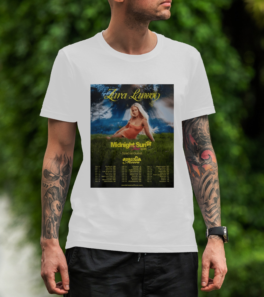 Zara Larsson Midnight Sun Tour 2026 Special Guest Moore Dates And Locations T-Shirt