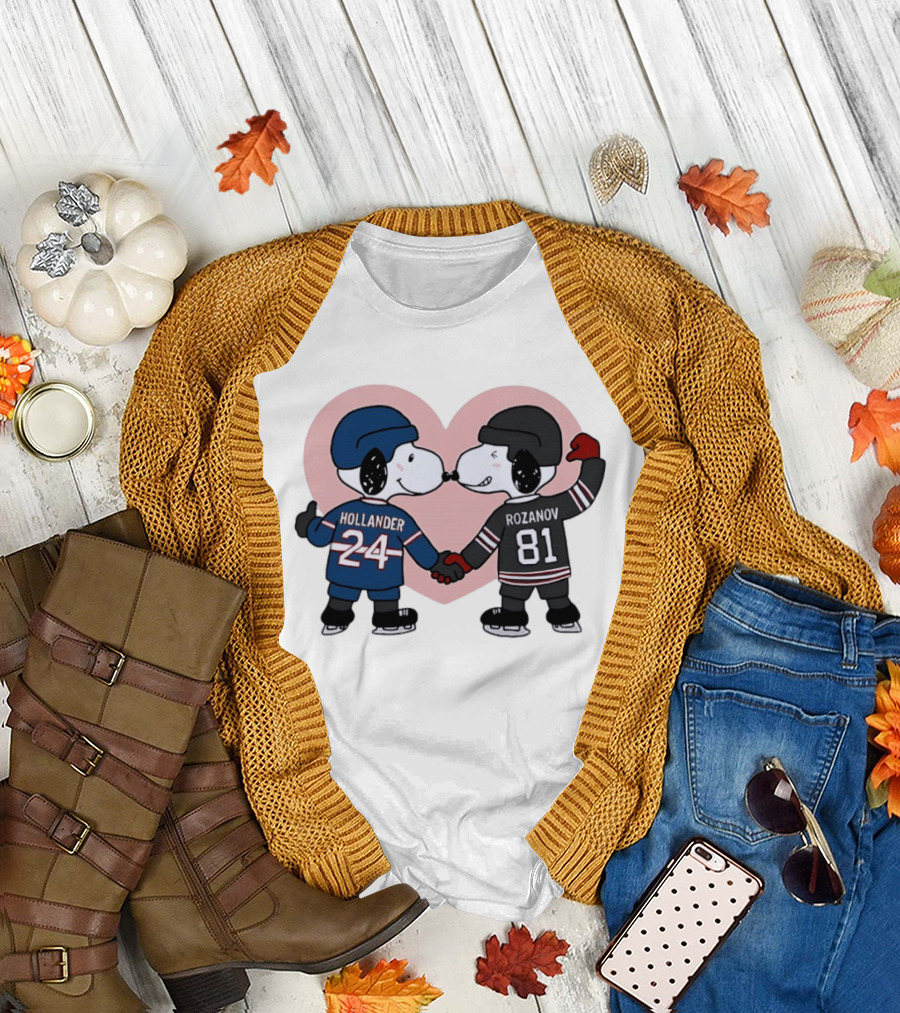 Snoopy Hockey Romance with Ilya Rozanov and Shane Hollander T-Shirt