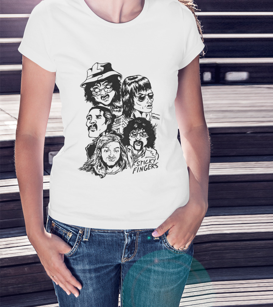 Sticky Fingers Band Member Caricature T-Shirt