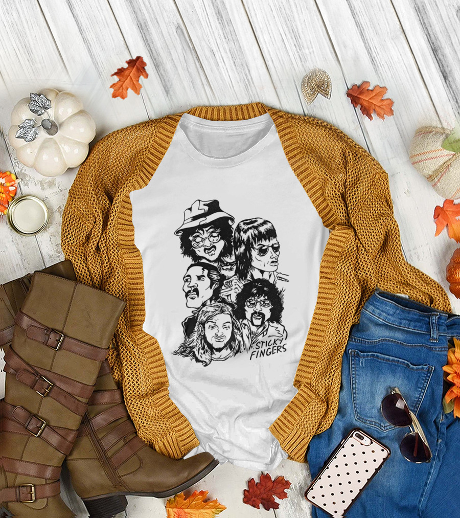 Sticky Fingers Band Member Caricature T-Shirt