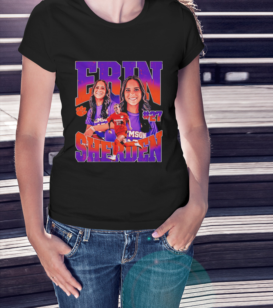 Erin Sherden Clemson Soccer Number 27 Fan Gear T-Shirt