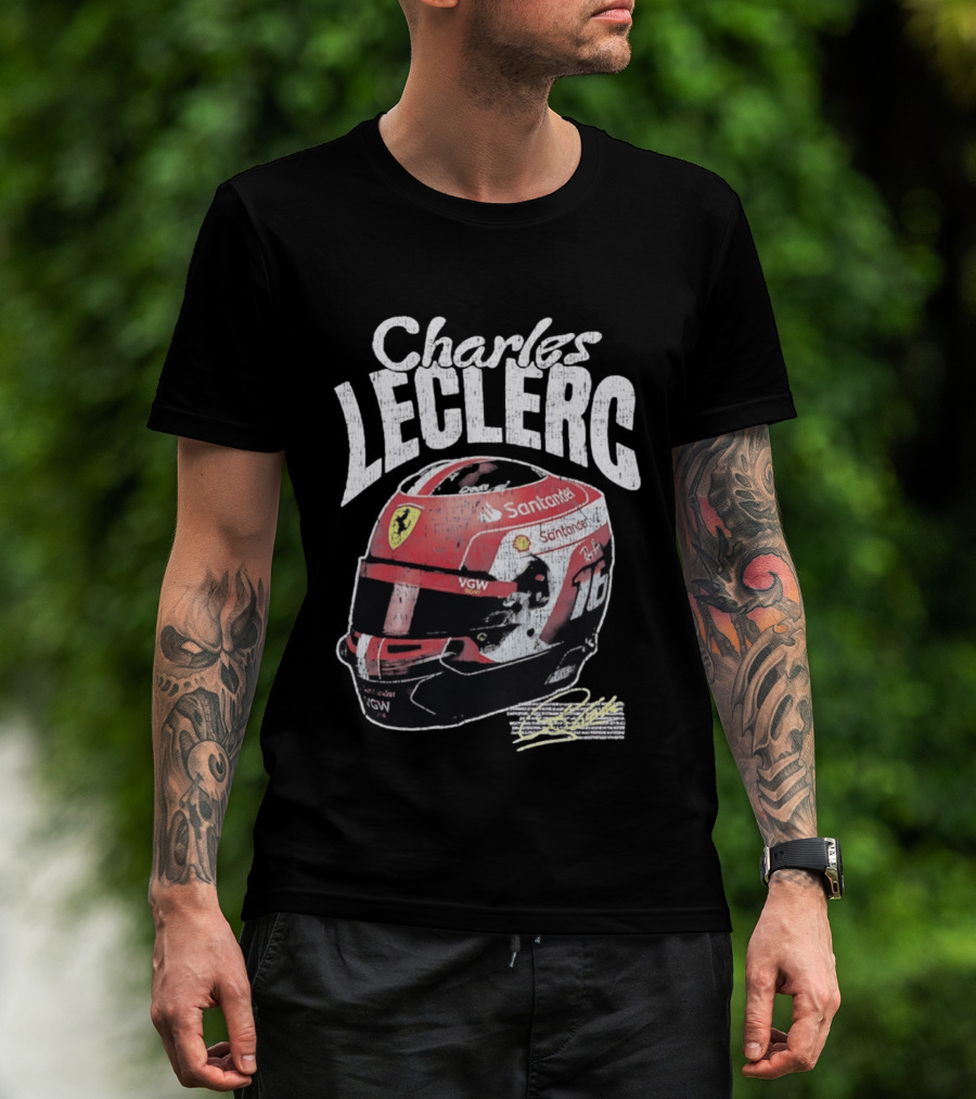 Charles Leclerc Ferrari Helmet VGW Santander 16 F1 Racing T-Shirt