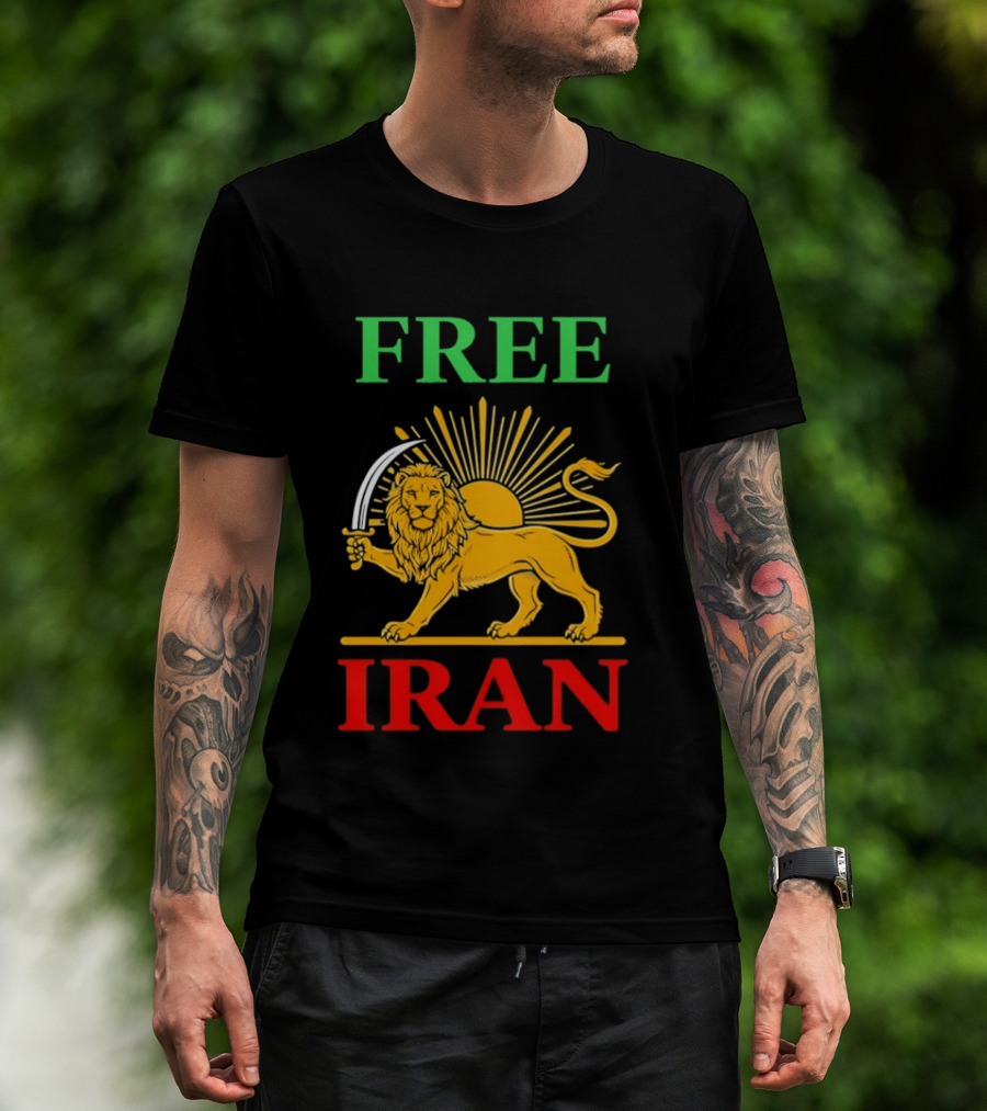 Free Iran Lion And Sun Shir O Khorshid T-Shirt