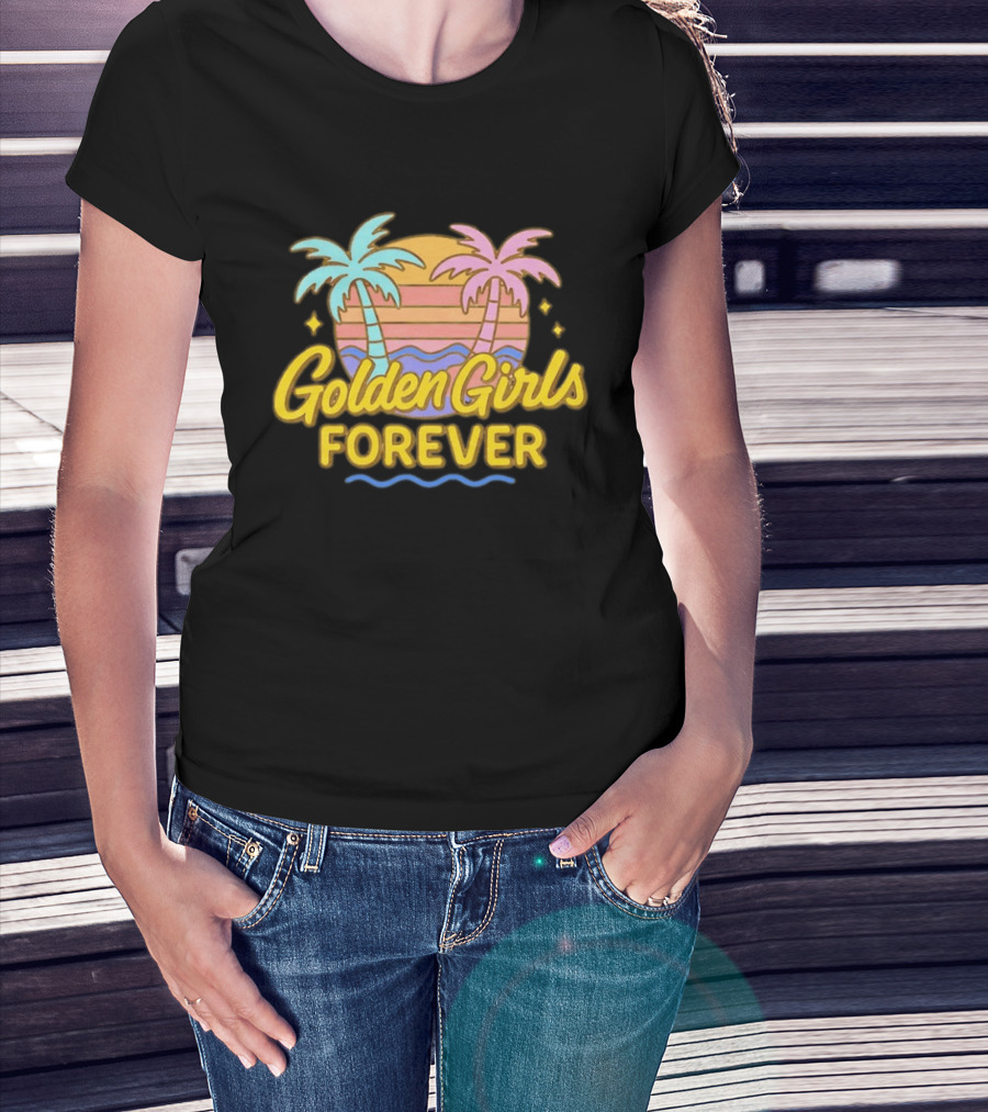 Golden Girls Forever Sunset Palm Trees Retro Aesthetic T-Shirt