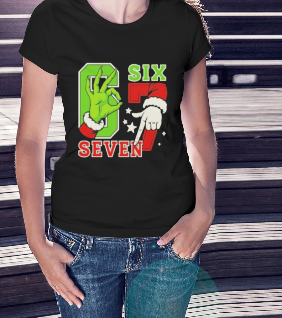 Grinch Santa 67 Six Seven Christmas TikTok Trending T-Shirt