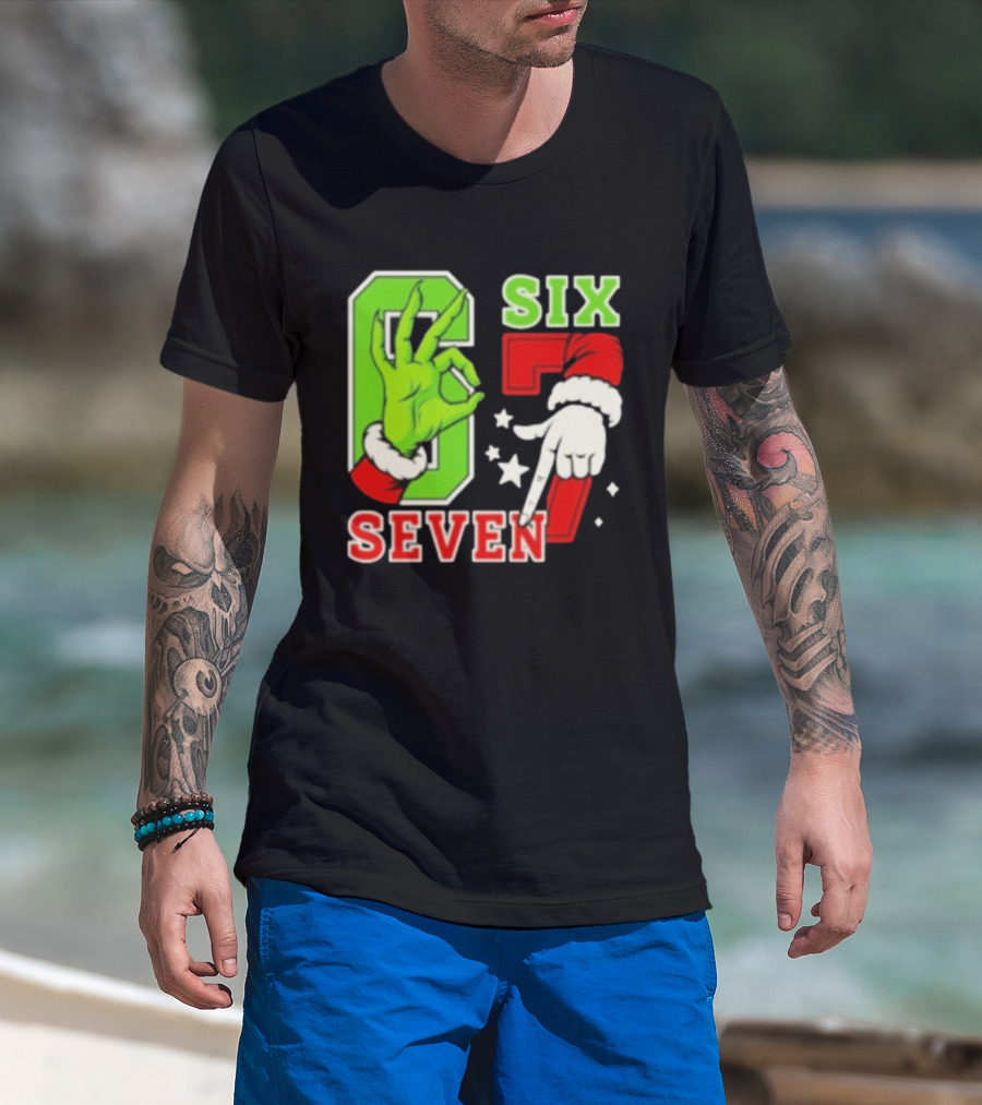 Grinch Santa 67 Six Seven Christmas TikTok Trending T-Shirt