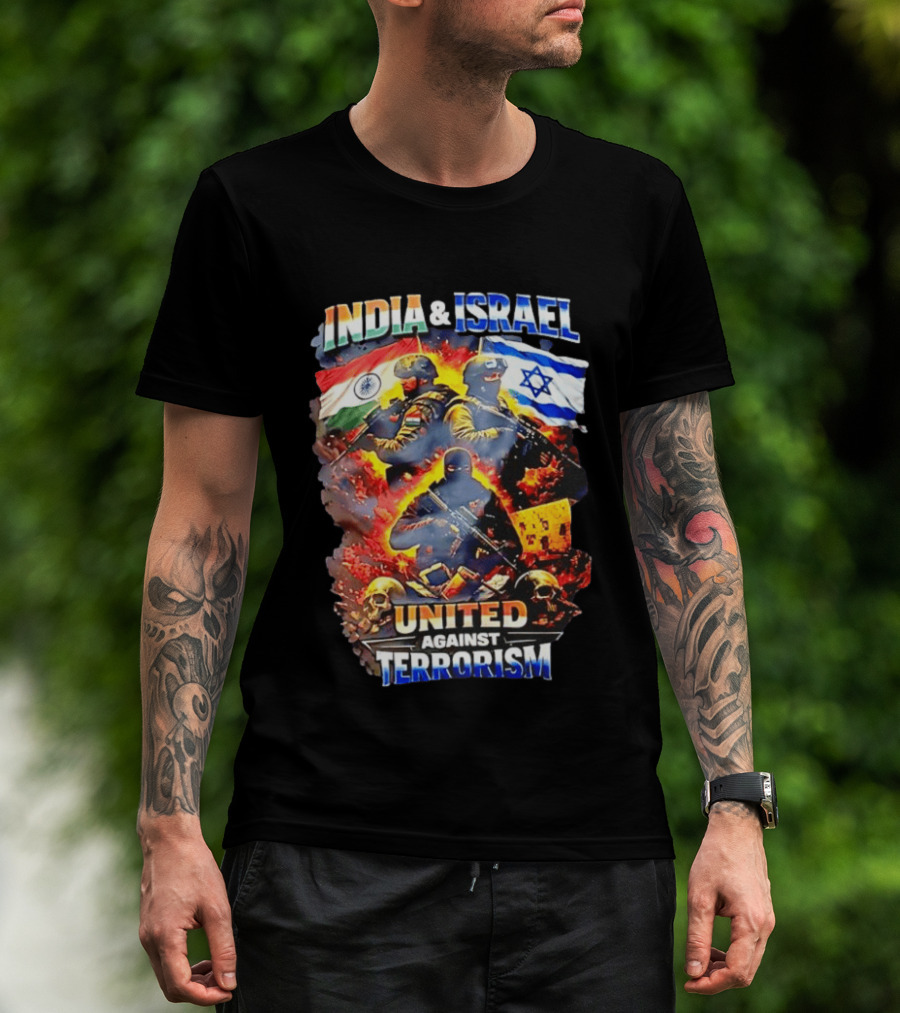 India And Israel Flags United Against Terrorism T-Shirt